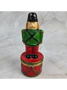 Toy Soldier Porcelain Trinket Box Christmas Holiday Stocking Stuffer Gift NWOT